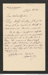 Nachlass Franz Steindachner, Brief von H. Breitenstein an Franz Steindachner (04.08.1899), Inv.Nr. 56.02, Seite 1